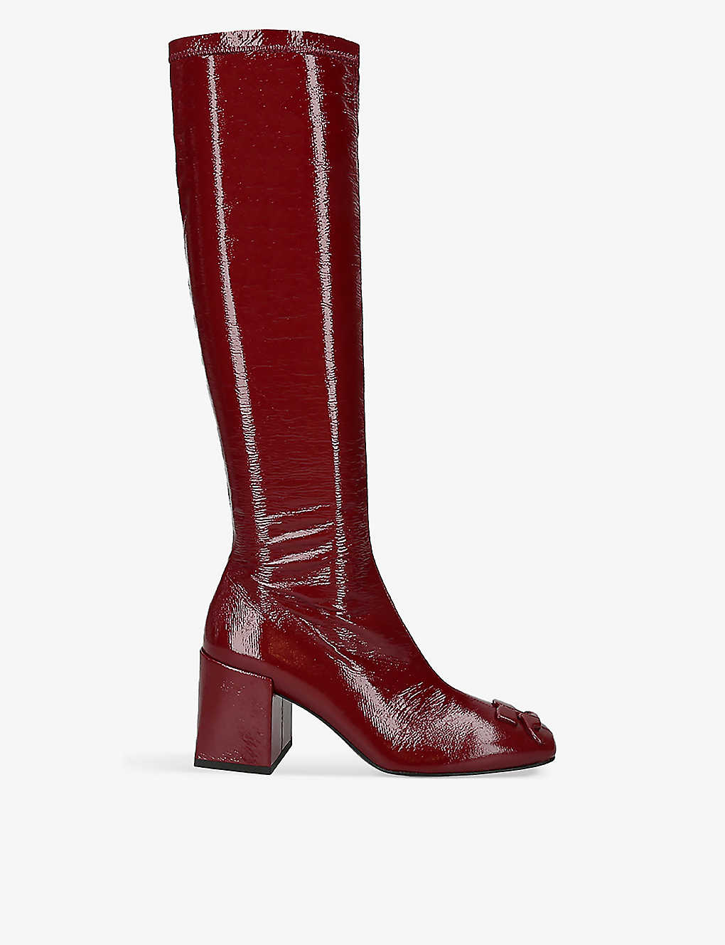 Courrèges Courreges Womens Wine Heritage Brand-plaque Vinyl Heeled Boots In Red