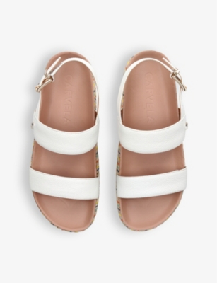 Shop Carvela Gala Double-strap Leather Sandals In White