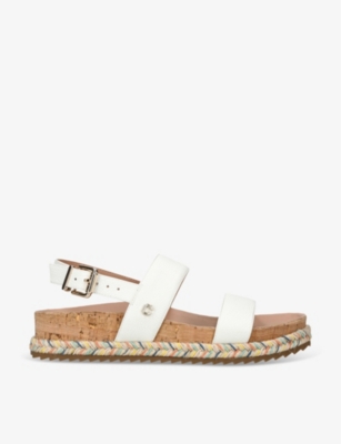Shop Carvela Gala Double-strap Leather Sandals In White