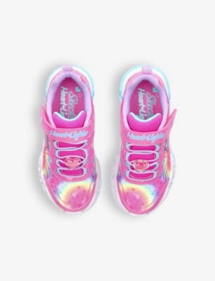 Shop Skechers Girls Pink Kids Flutter Heart-lights Woven Trainers 4-9 Years