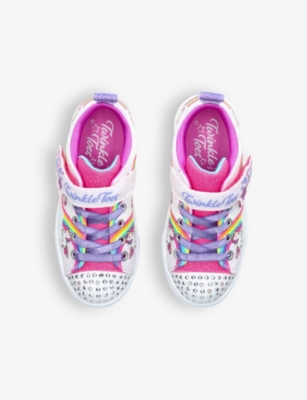 Shop Skechers Girls White/comb Kids Twinkle Sparks Light-up Woven Trainers