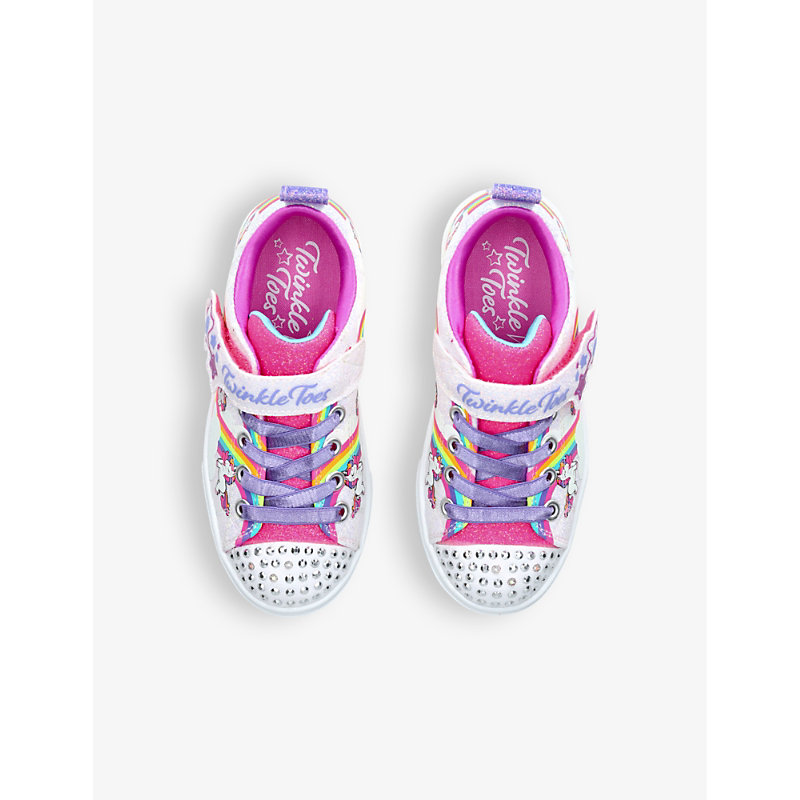 Shop Skechers Kids Twinkle Sparks Light-up Woven Trainers In White/comb