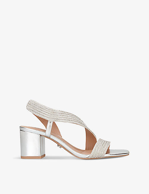 CARVELA: Gala crystal-embellished metallic-leather heeled sandals