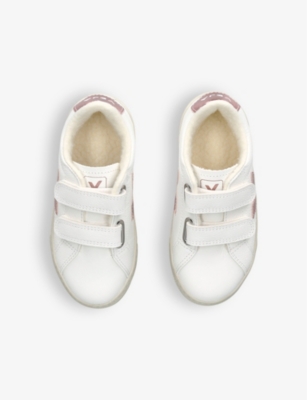 Shop Veja Girls White/oth Kids' Esplar Logo-embroidered Leather Low-top Trainers