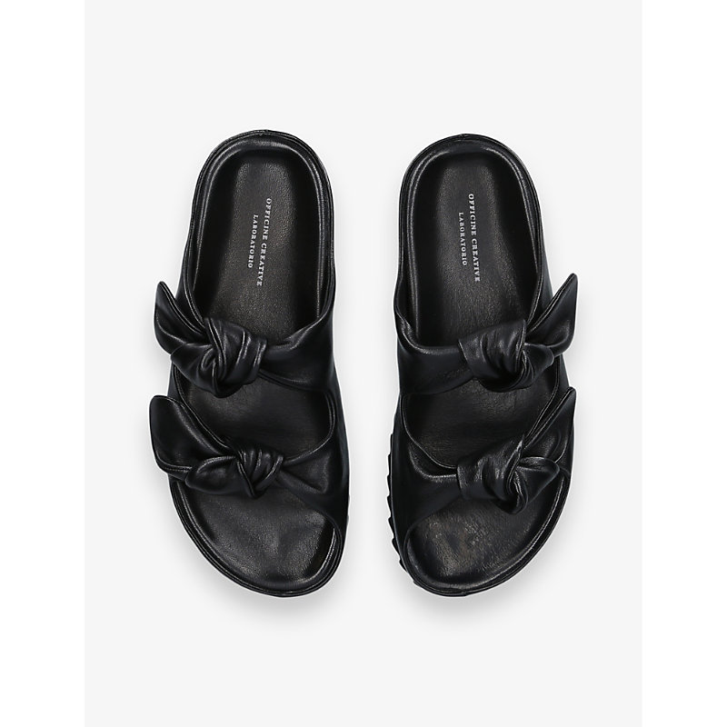 Shop Officine Creative Womens Black Pelagie Two-strap Leather Sandals