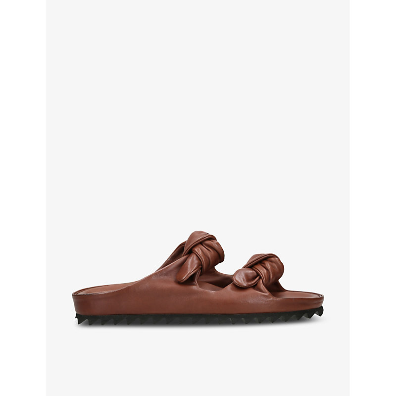 Shop Officine Creative Pelagie Two-strap Leather Sandals In Dark Brown