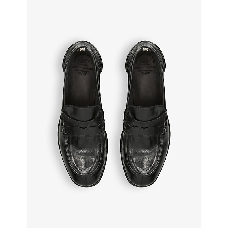 Shop Officine Creative Womens Black Calixte Leather Penny Loafers