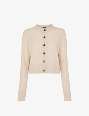 Whistles Womens Cream Relaxed-fit Cropped Wool Cardigan In Cream