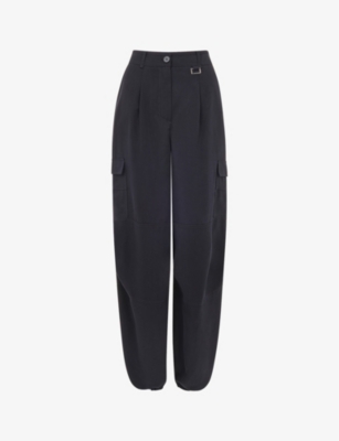 WHISTLES: Grace flap-pocket wide-leg high-rise woven trousers