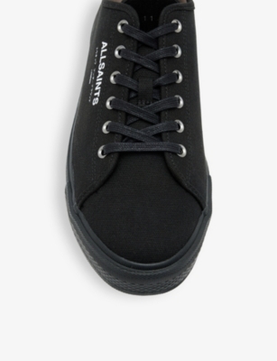 Shop Allsaints Undergound Logo-embossed Leather Low-top Trainers In Black
