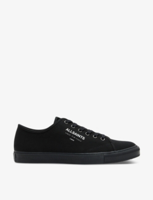 Shop Allsaints Undergound Logo-embossed Leather Low-top Trainers In Black