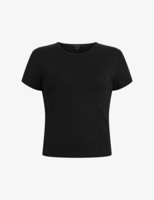 Allsaints Stevie Crew-neck Short-sleeve Organic-cotton T-shirt In Black