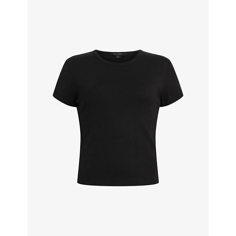 Allsaints Stevie Crew-neck Short-sleeve Organic-cotton T-shirt In Black