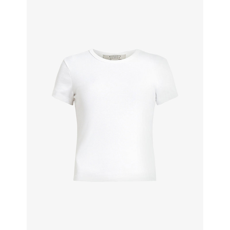 Shop Allsaints Womens Optic White Stevie Crew-neck Short-sleeve Organic-cotton T-shirt