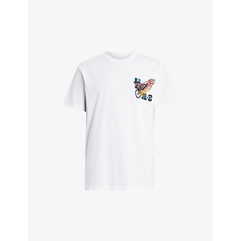 Shop Allsaints Roller Graphic-print Organic-cotton T-shirt In Optic White