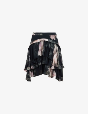 ALLSAINTS: Caverly Valley graphic-print woven mini skirt