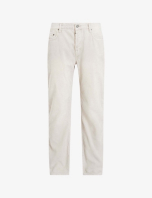 Allsaints Mens Cool Grey Curtis Mid-rise Straight-fit Stretch-cord Trousers
