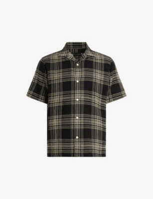 ALLSAINTS: Padres check-print organic cotton-blend shirt