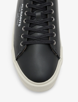 Shop Allsaints Mens Black Underground Logo-embossed Leather Low-top Trainers