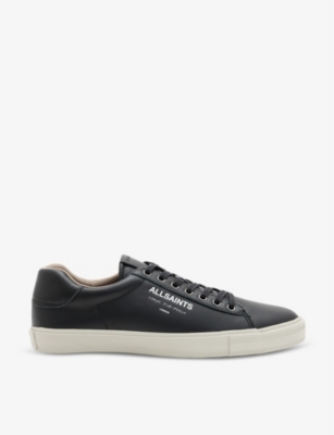 Allsaints Mens Black Underground Logo-embossed Leather Low-top Trainers