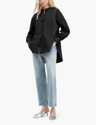 Marcie Val embroidered-sleeve relaxed-fit organic-cotton shirt