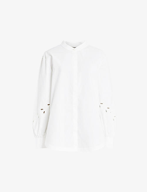 ALLSAINTS: Marcie Val embroidered-cuffs relaxed-fit organic-cotton shirt