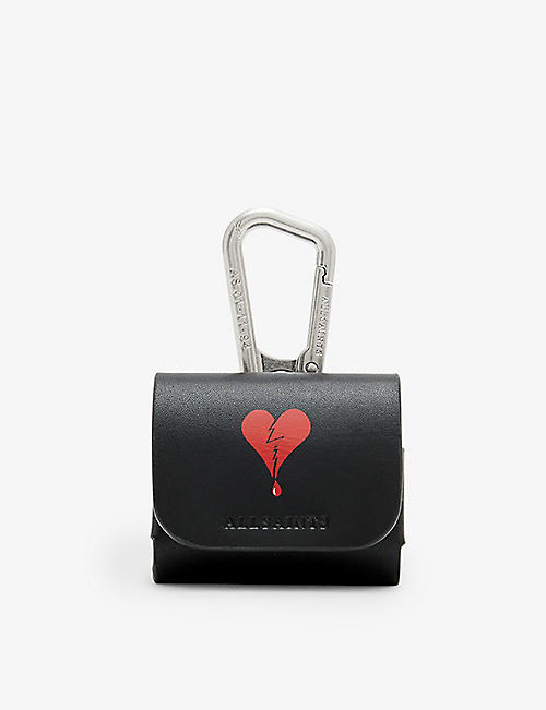 ALLSAINTS: Breakup heart-print faux-leather AirPod case