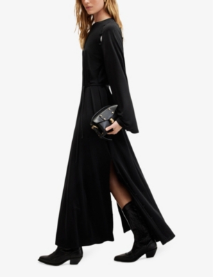 Susannah removable-sleeve stretch-woven maxi dress