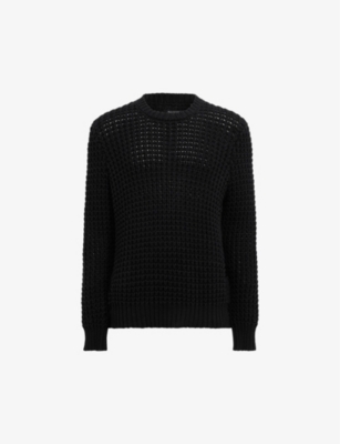 ALLSAINTS: Illund waffle-stitch relaxed-fit organic-cotton jumper