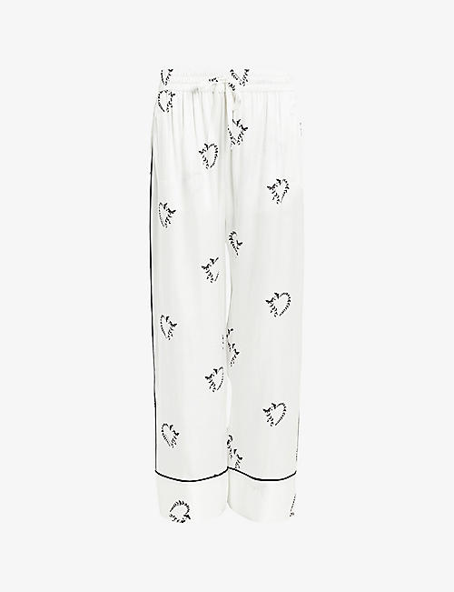 ALLSAINTS: Sofi heart-print lyocell and silk pyjama trousers