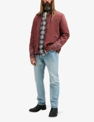 Shop Allsaints Mens Imperial Red Rothwell Regular-fit Long-sleeve Canvas Jacket