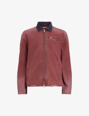 Shop Allsaints Mens Imperial Red Rothwell Regular-fit Long-sleeve Canvas Jacket
