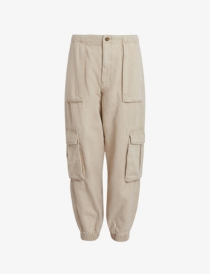 Allsaints Womens Natural White Frieda Tapered-leg High-rise Denim Trousers