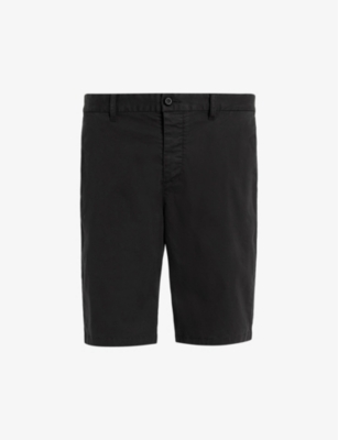 Shop Allsaints Mens Liquorice Blac Troy Elasticated-waist Slim-fit Stretch Organic-cotton Shorts