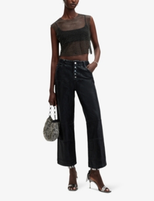 Calytrix rhinestone-embellished stretch-mesh top