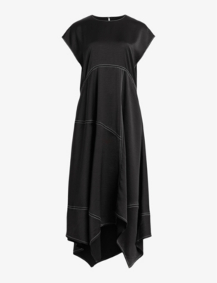 ALLSAINTS Agnes panelled asymmetric hem stretch woven maxi dress