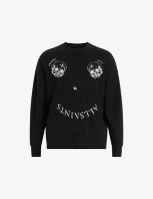 ALLSAINTS: Smile Saints logo-intarsia wool-blend jumper