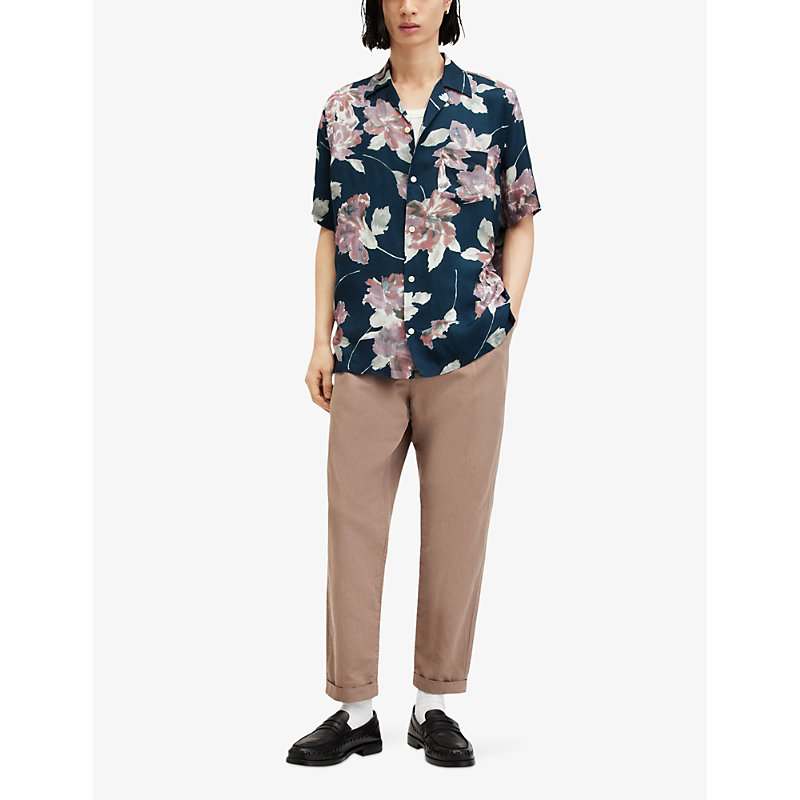 Shop Allsaints Zinnia Relaxed-fit Satin Shirt In Admiral Blue