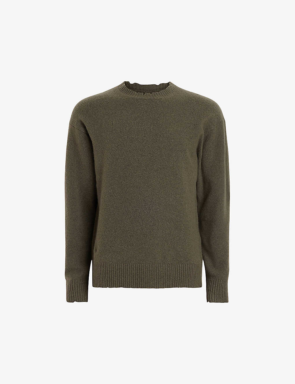 Shop Allsaints Luka Crew-neck Regular-fit Stretch Recycled-polyester Jumper In Haze Green