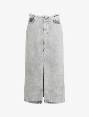 ALLSAINTS: Honor frayed denim maxi skirt