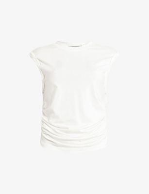 Allsaints West Rolled Sleeve Slim Fit Tank Top In Chalk White