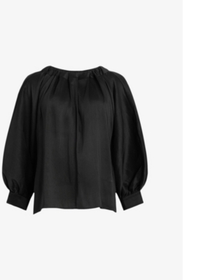 ALLSAINTS: Ellie Gathered-Neckline Linen And Silk Top