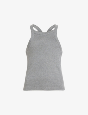 Allsaints Womens Grey Marl Sofia Round-neck Stretch-cotton Tank Top In Grey Marl