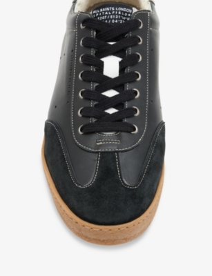ALLSAINTS: Leo brand-embossed leather low-top trainers