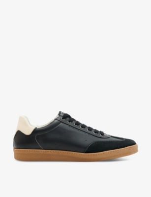 ALLSAINTS ALLSAINTS MEN'S BLACK LEO LOGO-PRINT LOW-TOP LEATHER TRAINERS