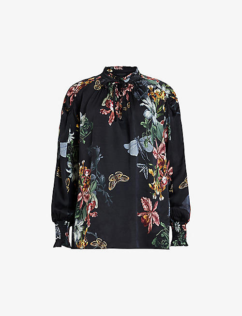 ALLSAINTS: Mari Sanibel floral-print woven shirt