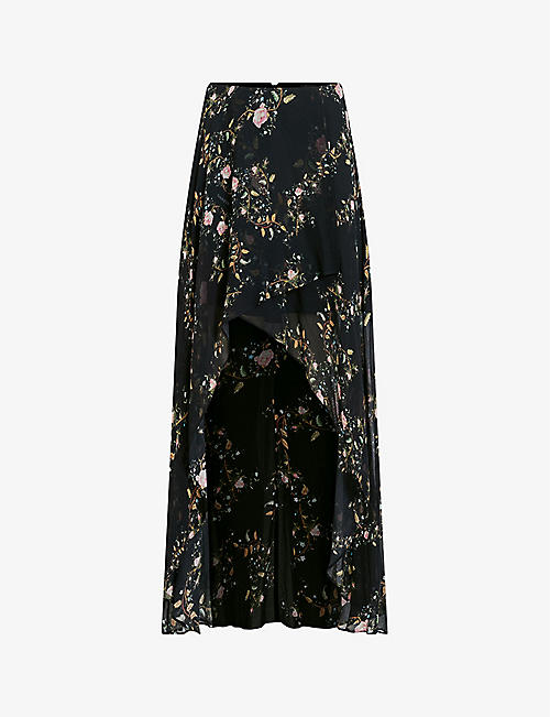 ALLSAINTS: Slvina Oto floral-print woven maxi skirt