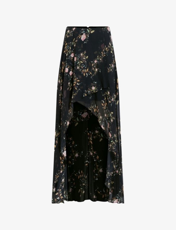 Slvina Oto floral-print asymmetric woven midi skirt