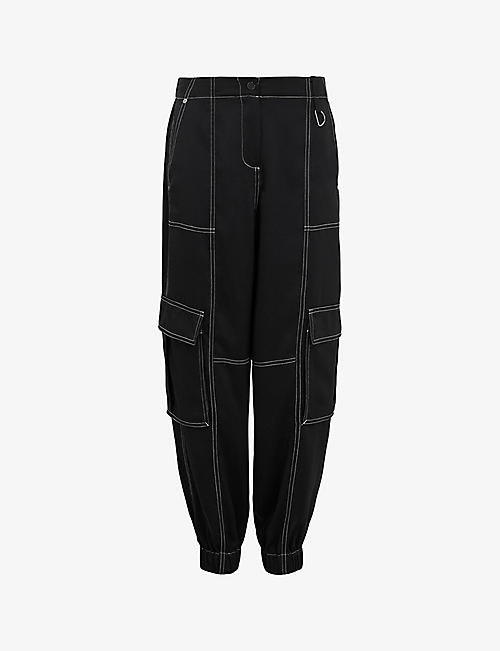 ALLSAINTS: Fran patch-pocket tapered-leg high-rise woven cargo trousers