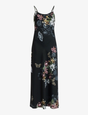 ALLSAINTS: Bryony Sanibel floral-print recycled-polyester midi slip dress